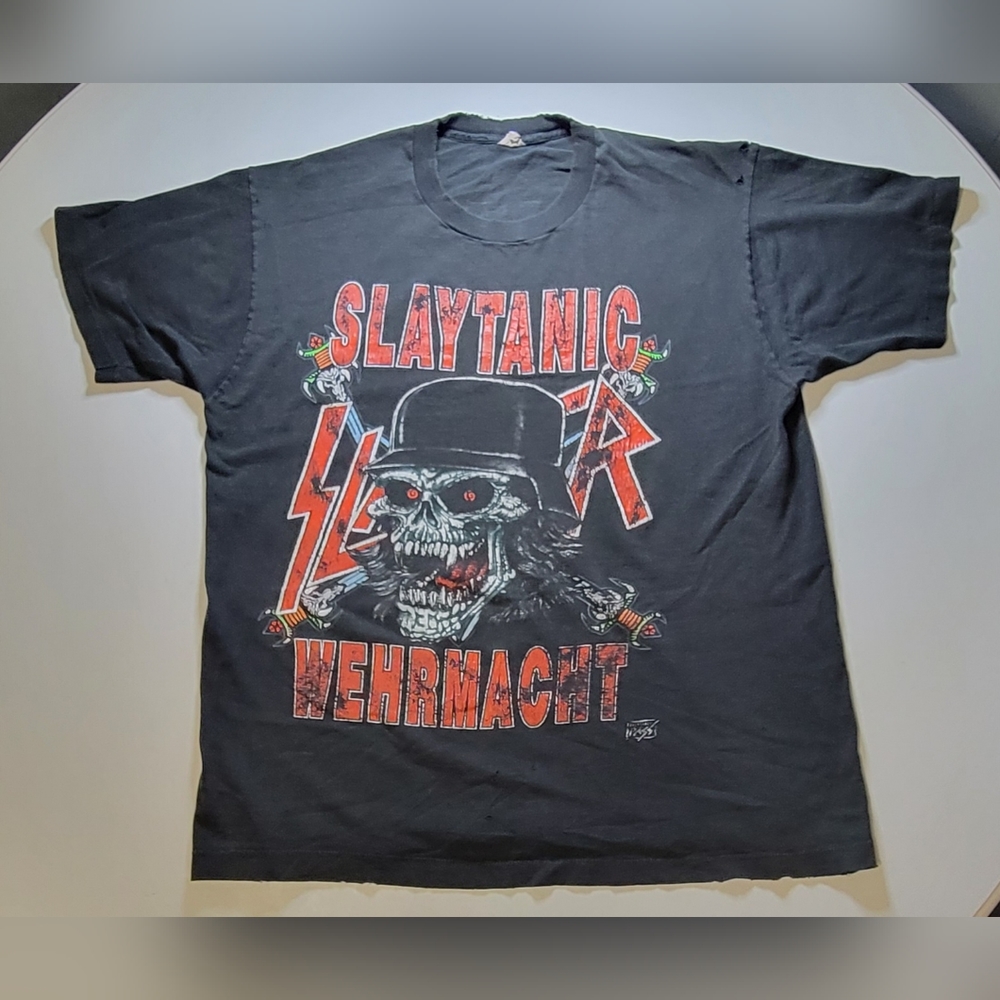 🤘SLAYER🤘single stitch Slatanic Wehrmacht/World Sacrifice 1989 Tour tee🔥